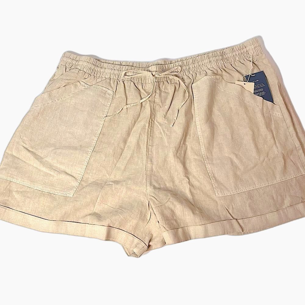 Universal Threads Mid-Rise Linen Blend Utility Pocket Drawstring 2X Cream New!